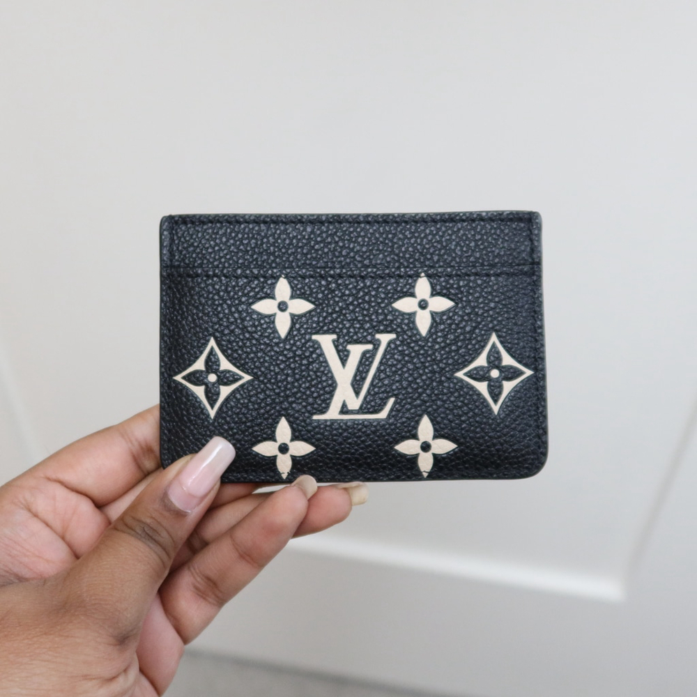 Louis Vuitton Black & Cream Monogram Card Holder
